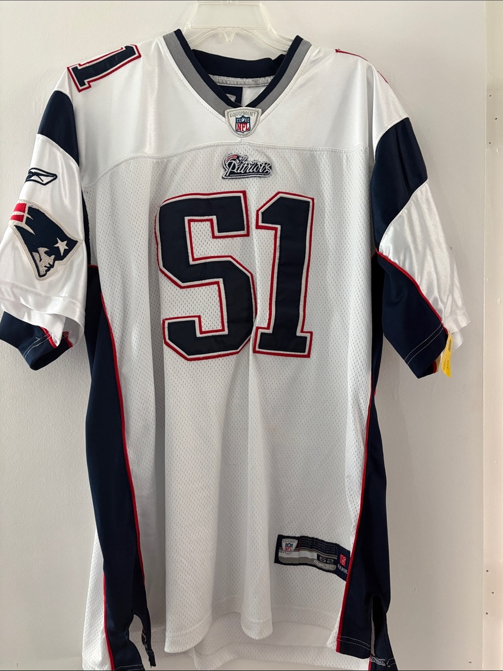 Reebok White/Navy New England Patriots #51 Football Jersey (embroidered) sz52 -